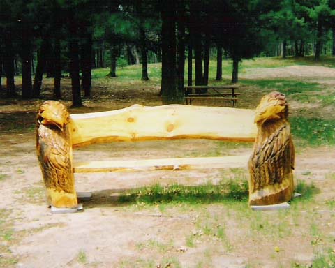 Eagle Bench Wings Fanned